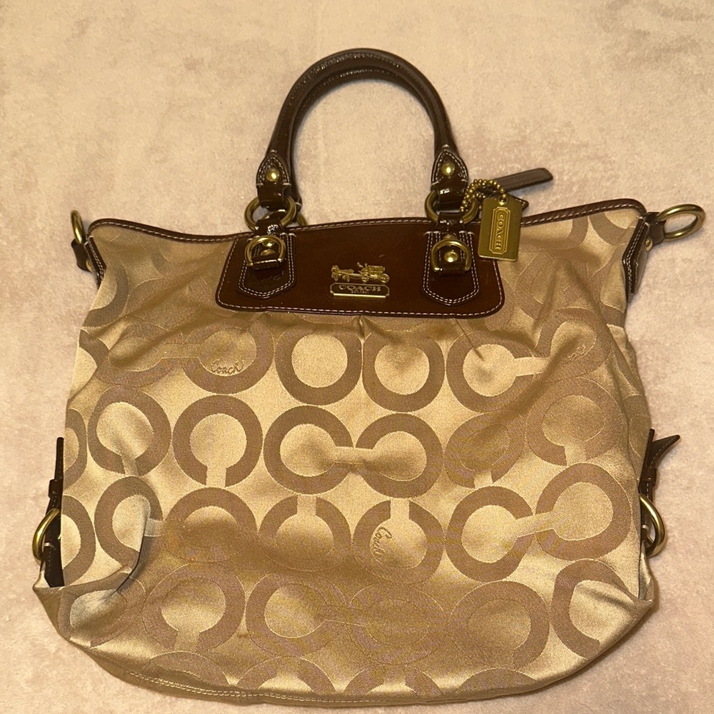 Coach Gold and Brown Signature Tote